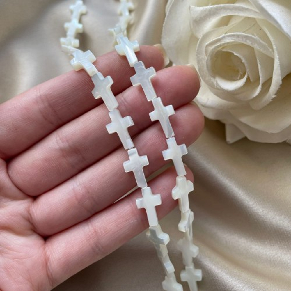 27518 Бусина из перламутра "Крест" 14*8мм с вертикальным отверстием