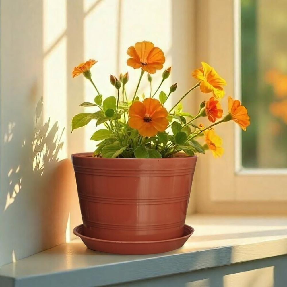 Кашпо "Классик" с поддоном 1,4 л (цвет терракотовый)