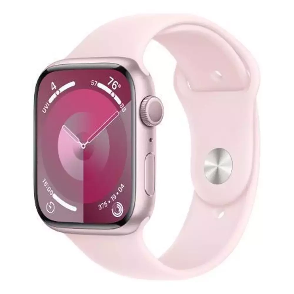 Apple Watch Series 9, 45 мм, из алюминия розового цвета, спортивный ремешок