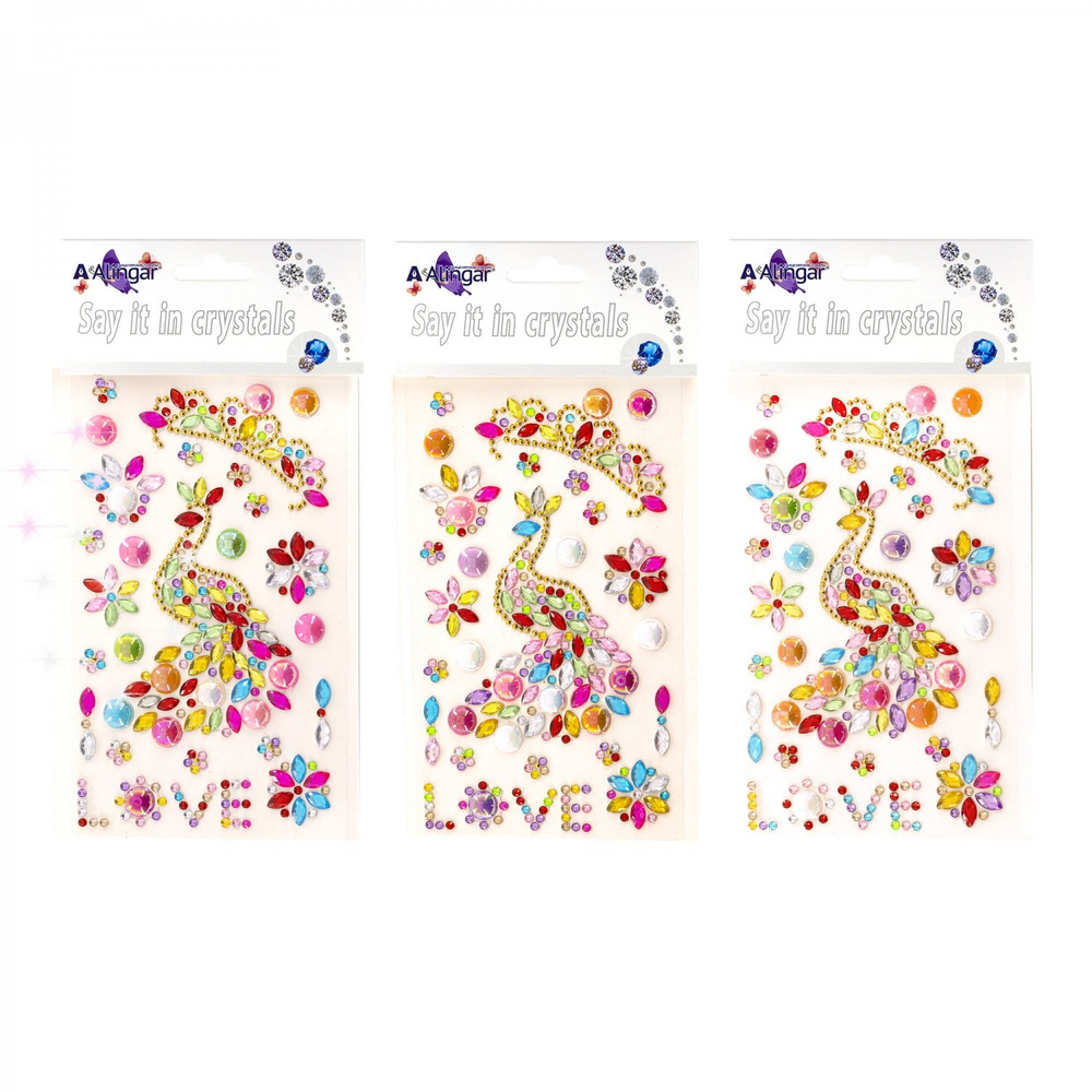 Наклейки-стразы Alingar, акриловые, "Павлин", европодвес