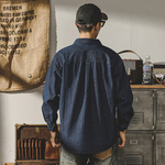 Jerenault 320g полосатая рубашка в полоску для мужчин с длинными рукавами весной и осенью толстая американская повседневная свободная древняя рубашка