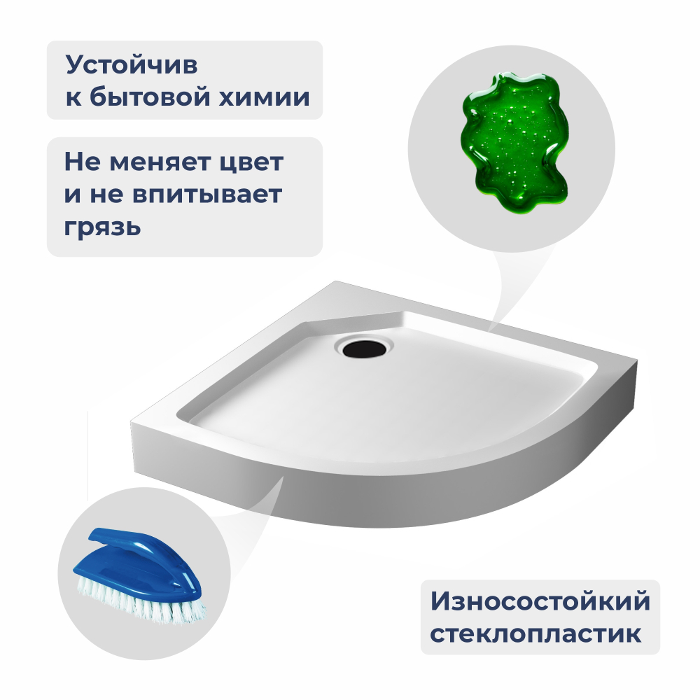 Душевой поддон полукруглый RGW SMC/R-C W Белый (800x800)