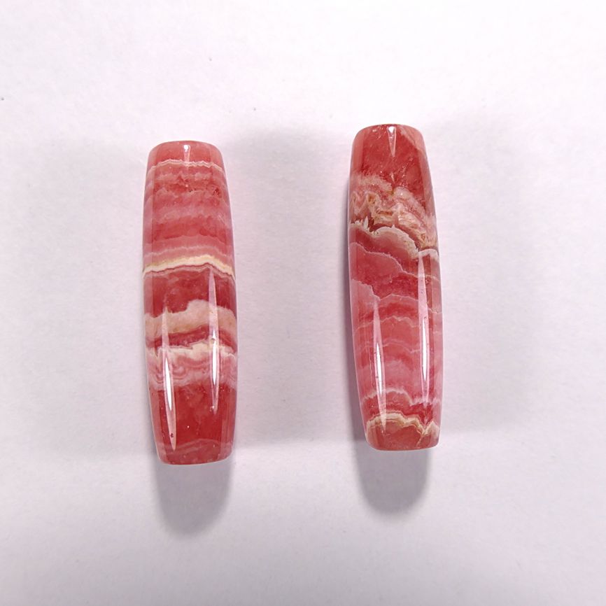 Бусина из родохрозита, класс ААА, фигурная, 10x34 - 10x42 мм (овал объемный, гладкая)