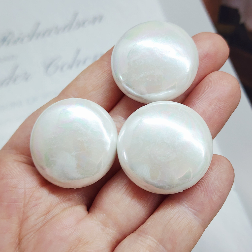 Жемчуг Майорка, круг белый крупный, 28мм, штучно