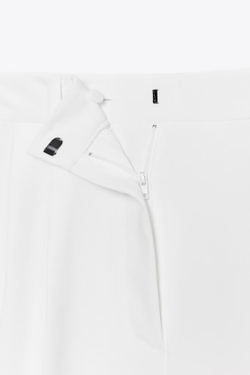 ZARA ШИРОКИЕ БРЮКИ С ЗАЩИПАМИ, ЖЕЛТОВАТО-БЕЛЫЙ