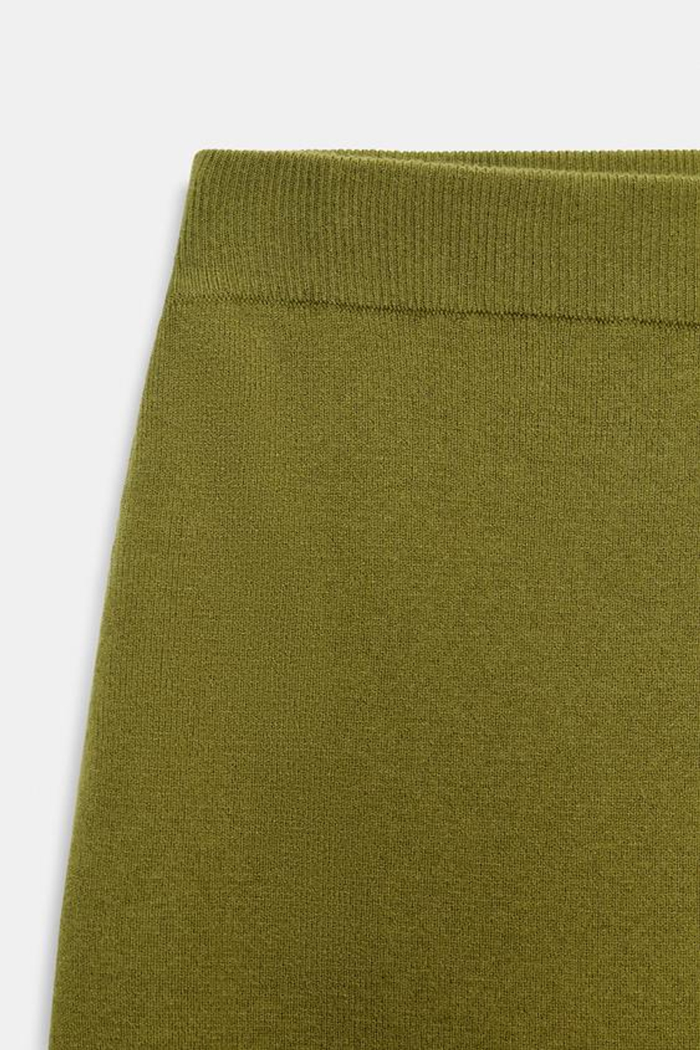 ZARA ТРИКОТАЖНАЯ ЮБКА МИДИ, ЦВЕТ МХА