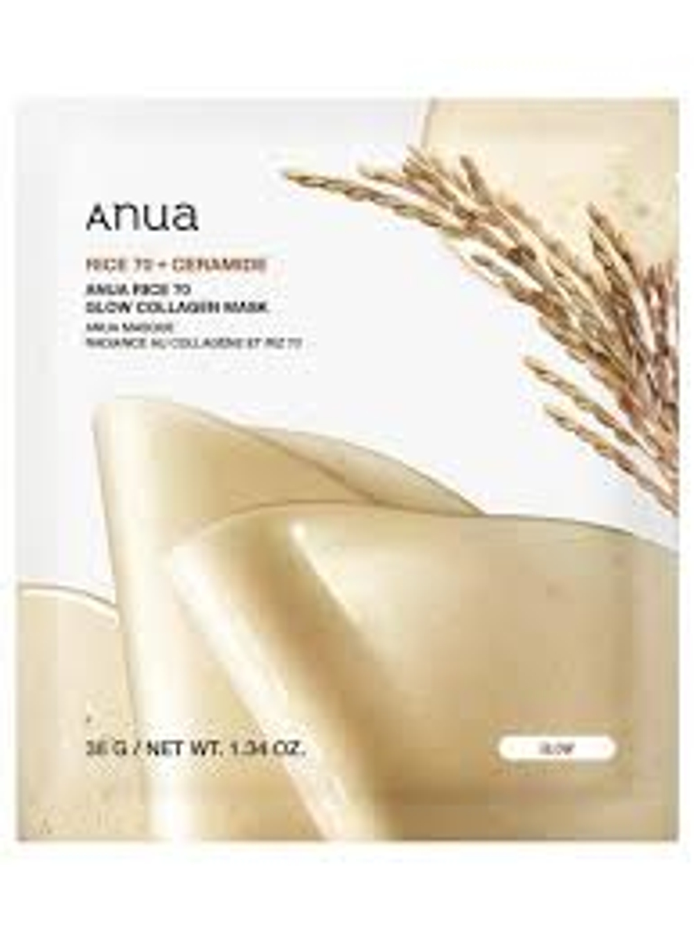 Anua Rice 70 + Ceramide Glow Collagen Mask Гидрогелевая маска для сияния