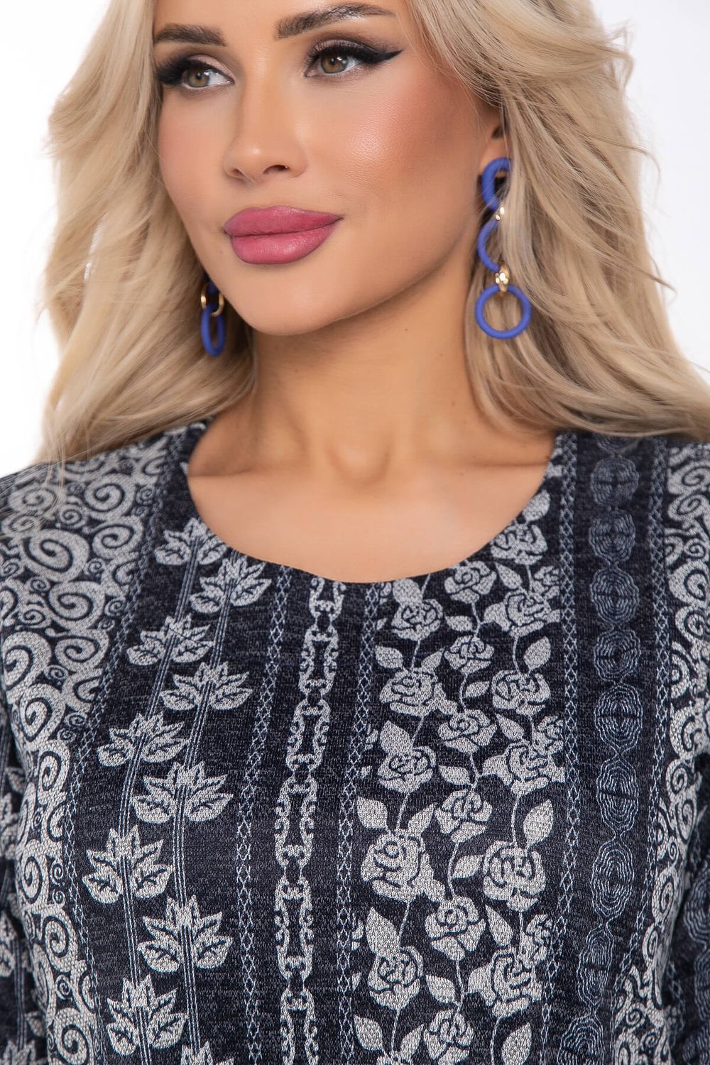 Джемпер "Авелин" (принт/темно-синий) Б8401 LT Collection (Акция)