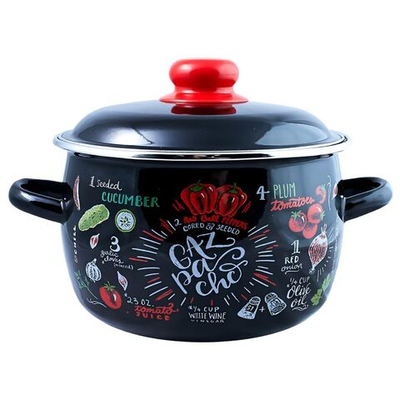 Кастрюля сталь, эмал, 5.5 л, с крыш, крышка сталь, Appetite, Gazpacho, 1RC221M, индукц