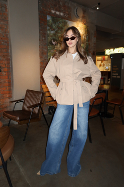 Тренч укороченный, с поясом