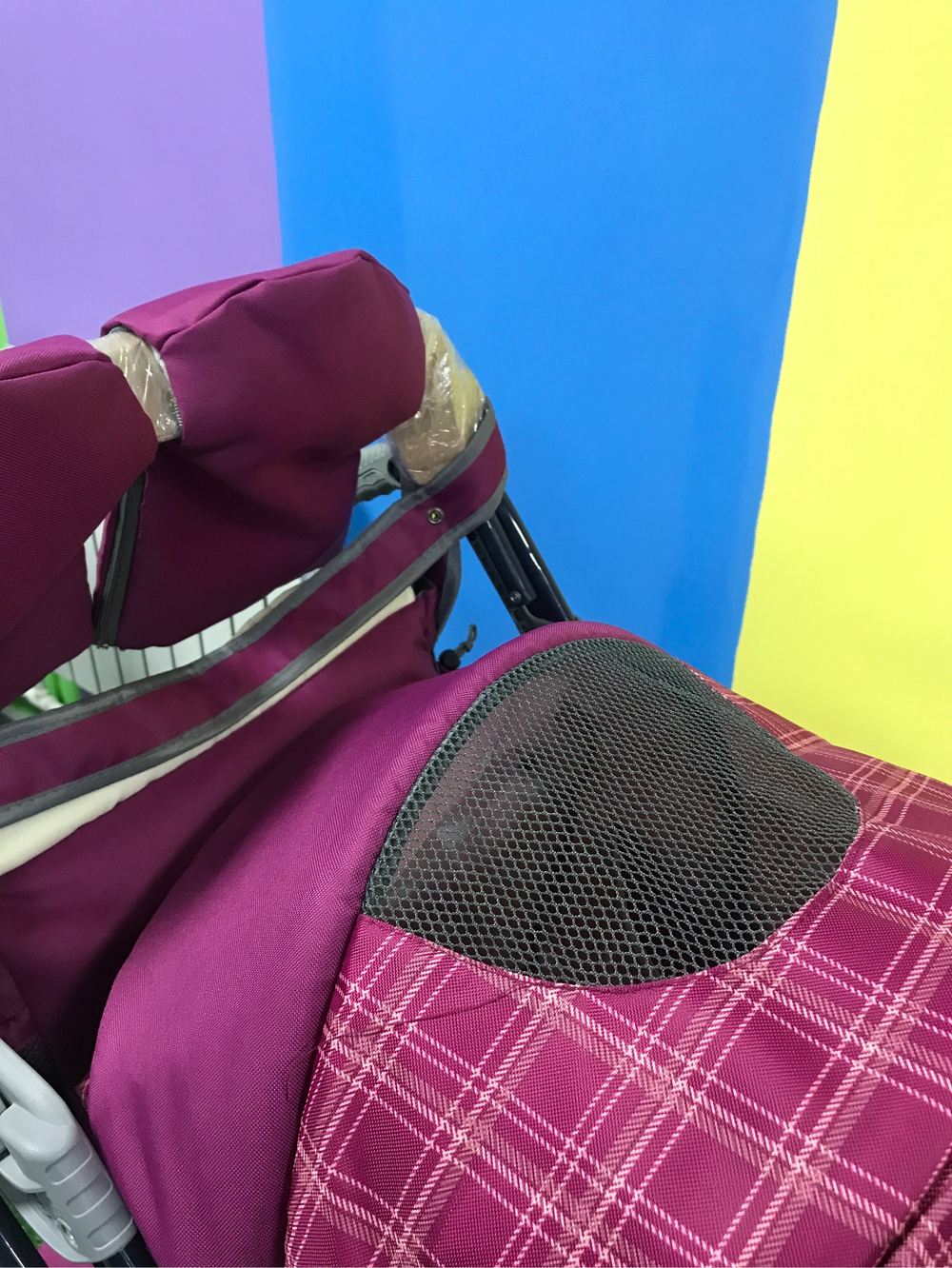 Санки-коляска «Ника детям 7-4» вишнёвый в клетку (арт. НД7-4/3)