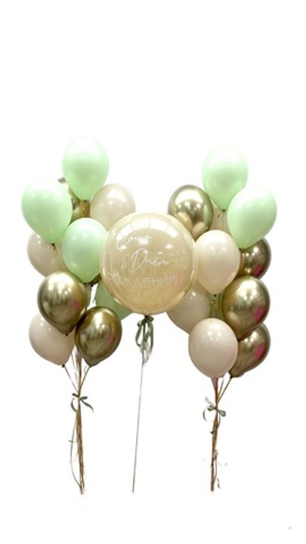 Воздушный сет шар-сфера Баблс (deco-bubbles) с надписью