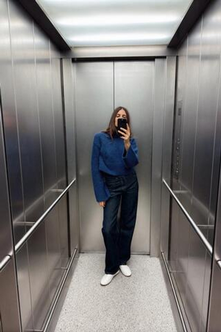 ZARA СВИТЕР ИЗ МЯГКОГО ТРИКОТАЖА, ГОЛУБОВАТЫЙ