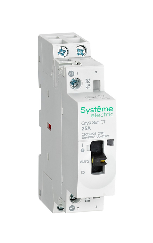 Systeme Electric City9 SET Модульный контактор 2P 2НО 25A, Ручное управление, AC 230В-230В