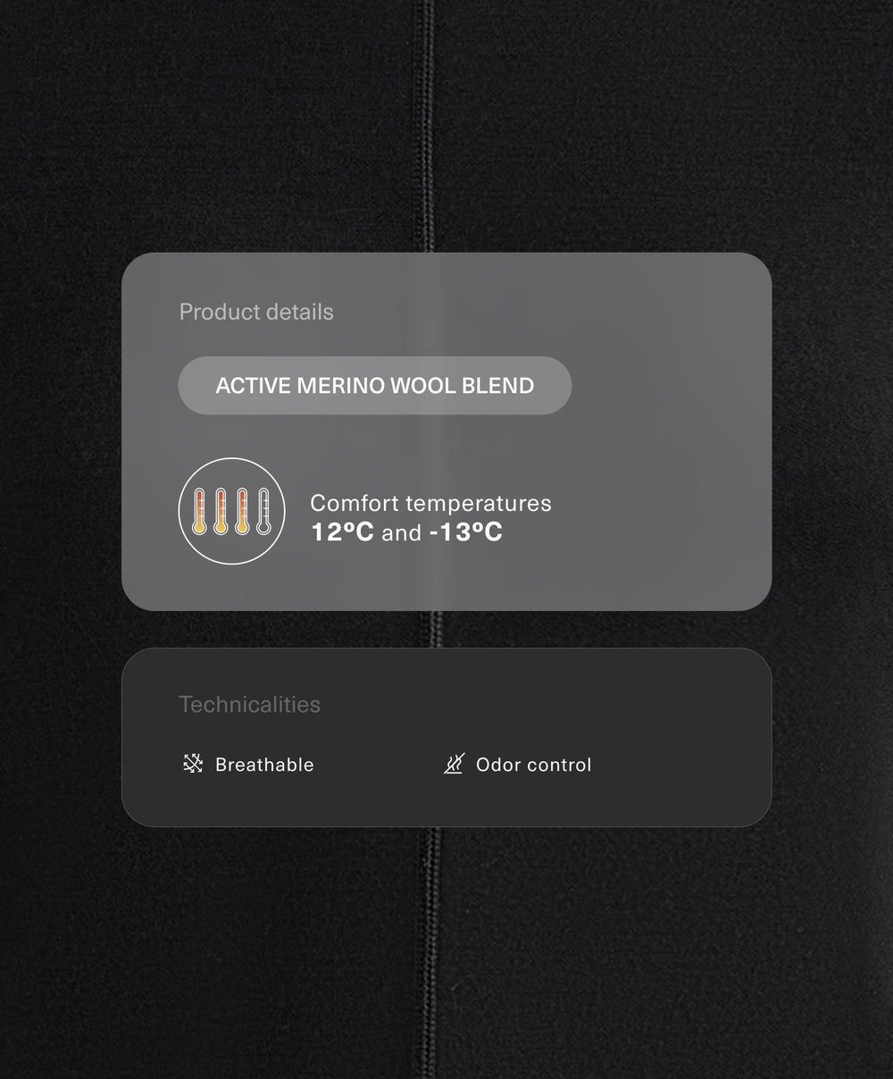 Oysho Термофутболка из смеси мериносовой шерсти, базовый слой, черный