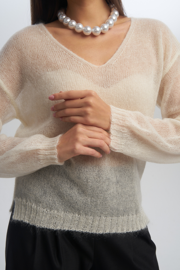 Джемпер из мохера SOPHI молочного цвета