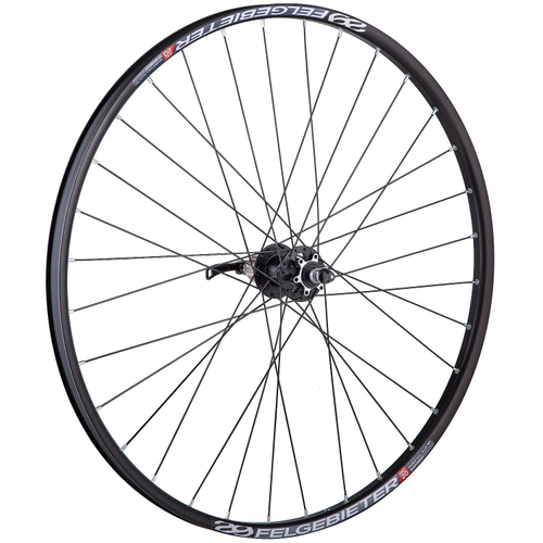 Колесо 29" заднее, алюминиевый двойной обод, алюм. втулка, черное, 32Н Disk под кассету 8-10ск ПП+эксц