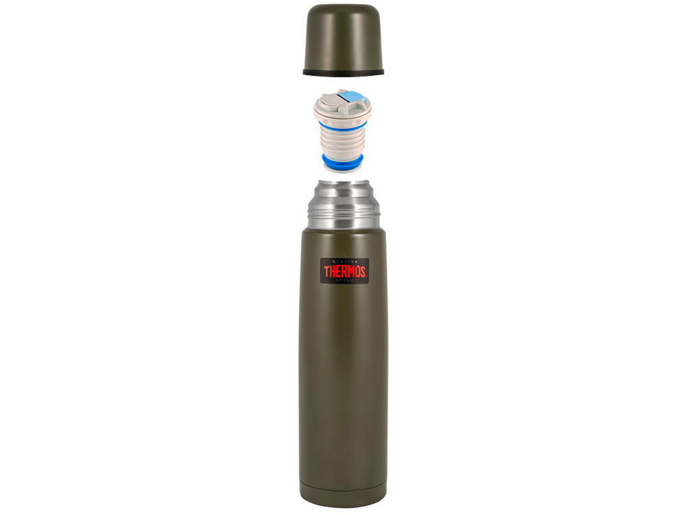 Термос для напитков THERMOS FBB-1000 AG 1L, нержавеющая сталь, клапан, крышка-чашка, Army Green