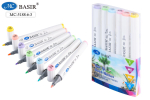 Набор скетчмаркеров двусторон. пастельные тона, 1,0-7,0 mm 6цв. (Basir)
