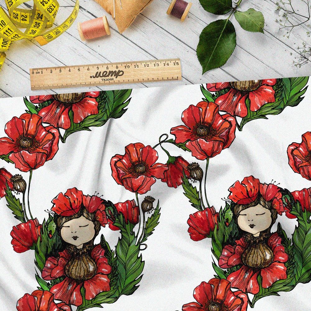Ткань барби девочка в маках
