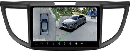 Магнитола для Honda CR-V 4 2012-2016 (большая рамка 9) - FarCar BX7073-9B-360 на Android 13, 2K QLED, 6Гб+128Гб, CarPlay, 4G SIM-слот, 4 камеры в комплекте