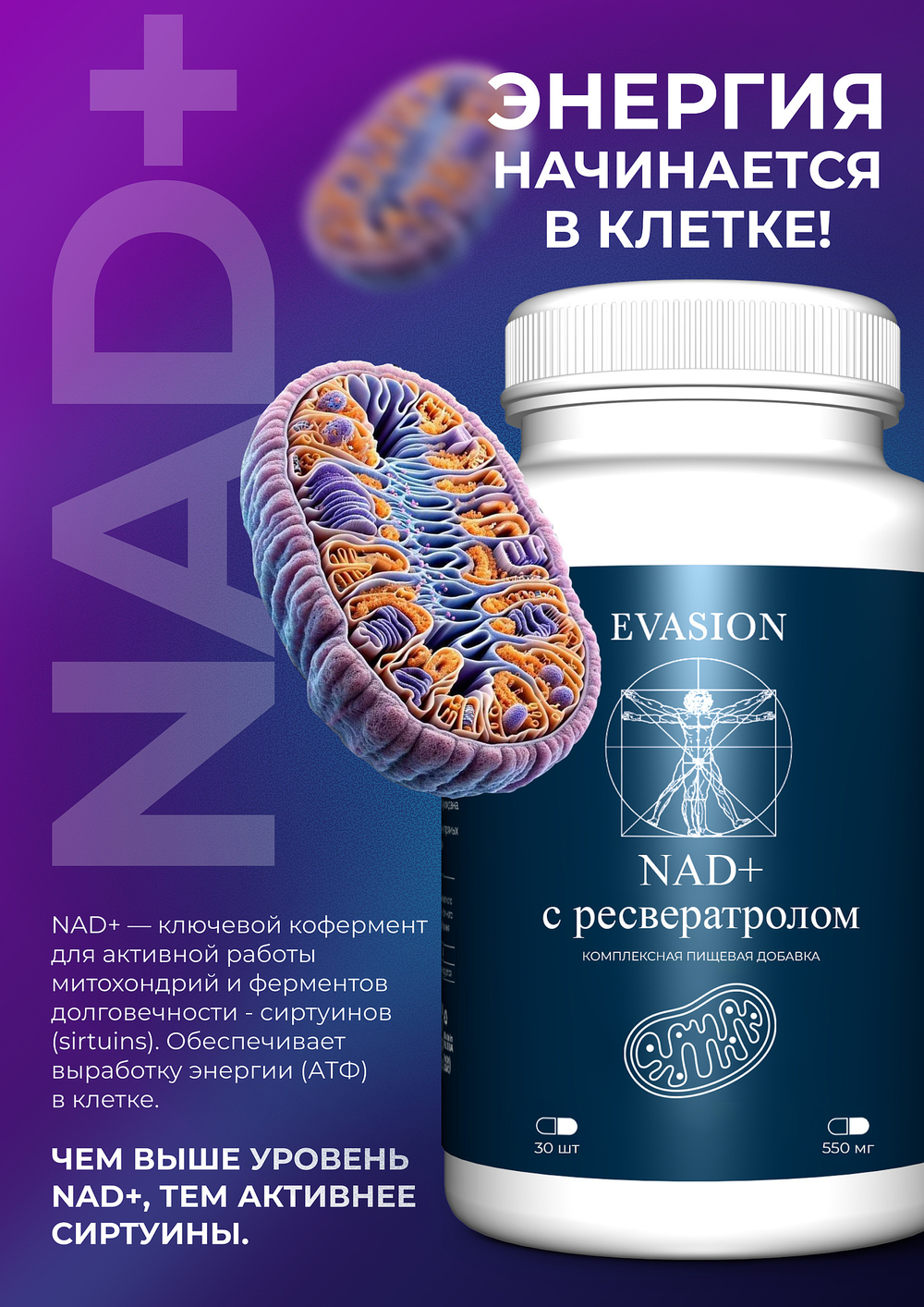 БАД NAD+ волшебная таблетка для молодости и энергии