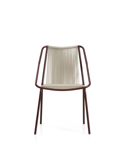 Уличный стул Zivia из веревки цвета экрю и стали бордового цвета