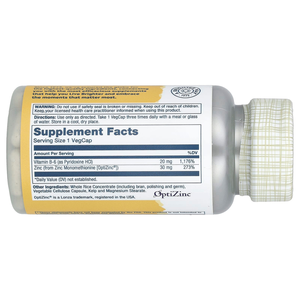 Solaray, OptiZinc, 30 мг, 60 растительных капсул