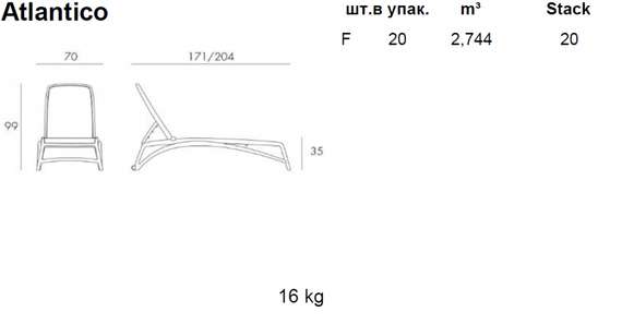 Шезлонг Atlantico белый/голубой