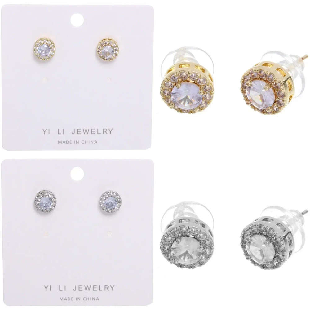 Серьги из гиппоалергенного металла со стразами «ПАЛУМНА», классика, цвет золото и серебро, 1,2-dсм