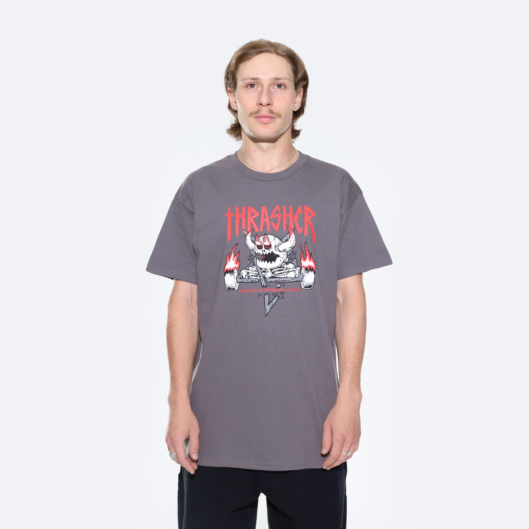 Футболка Thrasher x Toy Machine Monster-Gram T-Shirt (charcoal) артикул: - купить в магазине Дайс