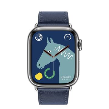 Apple Watch Hermès 41mm Silver Stainless Steel Case with Single Tour Navy