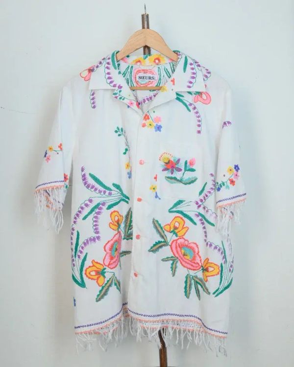 Рубашка с Домашней Ручной Вышивкой белая - фото 7