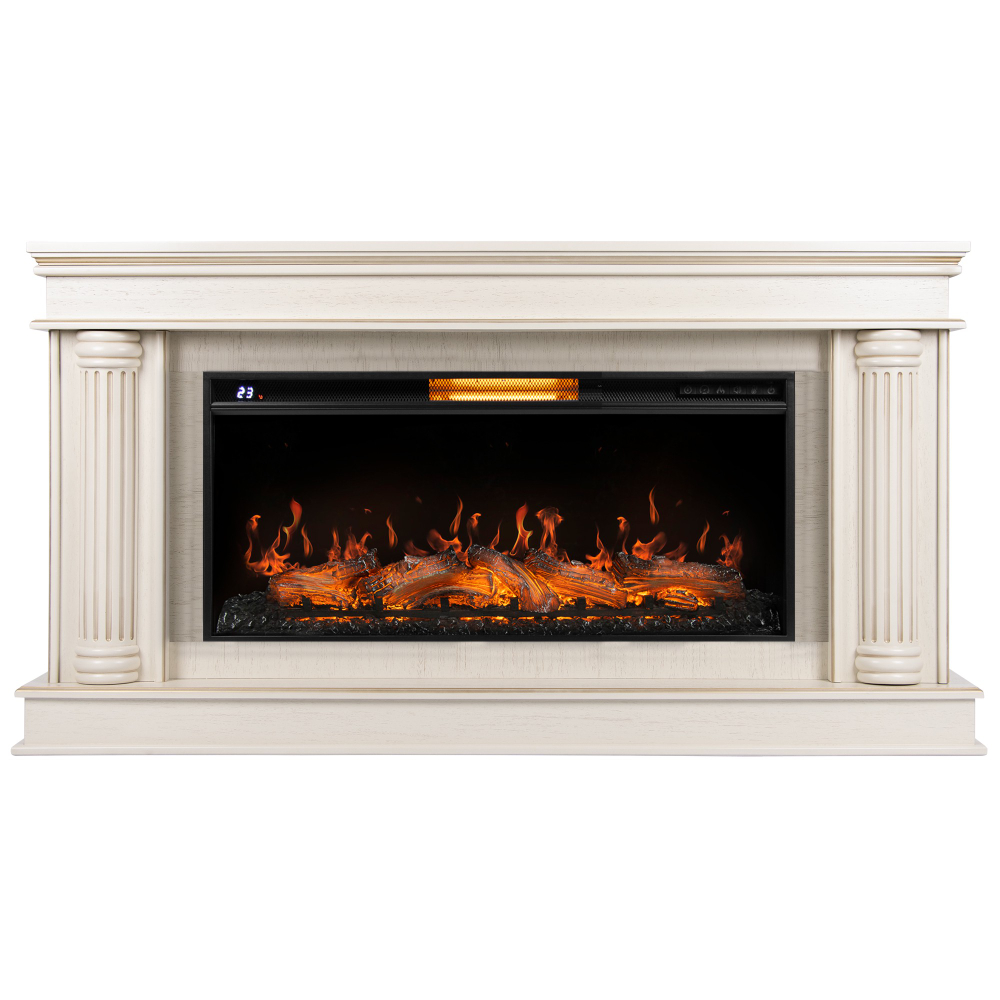 Каминокомплект: Очаг Royal Thermo Aurora RTFP/P-AR40LS, портал Olympia 42/40/36, сл. кость с зол. па