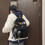 NIGEER Large Capacity Nylon Backpack Regular Unisex Black/Black & White/Gray & Blue