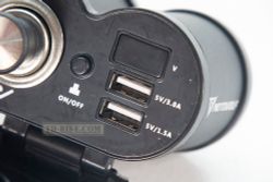 USB charger, 2in1, Cigarette lighter with 2 USB slots. Fast charge. Voltmeter Handlebar/10mm Mirror mount. Motowolf