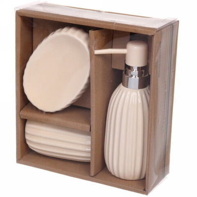 Набор для ванной из 3-х предметов керамический «Мэри» бежевый