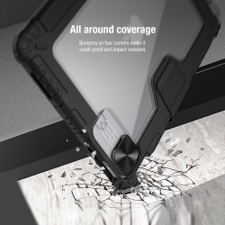 Чехол книжка от Nillkin для iPad Air 11 2024-, 10.9 с 2020-, Air 4, Air 5, Pro 11 2020-, серия Bumper Pro, с защитной шторкой для камеры