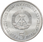 5 марок Старая Ратуша в Лейпциге 1984 год