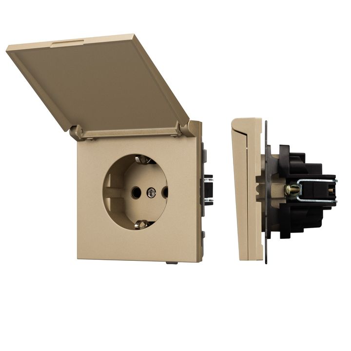 Механизм розетки влагозащищённый SCT-TENDO-MCP-SFPL-GD (230V, 16A) Arlight 054600