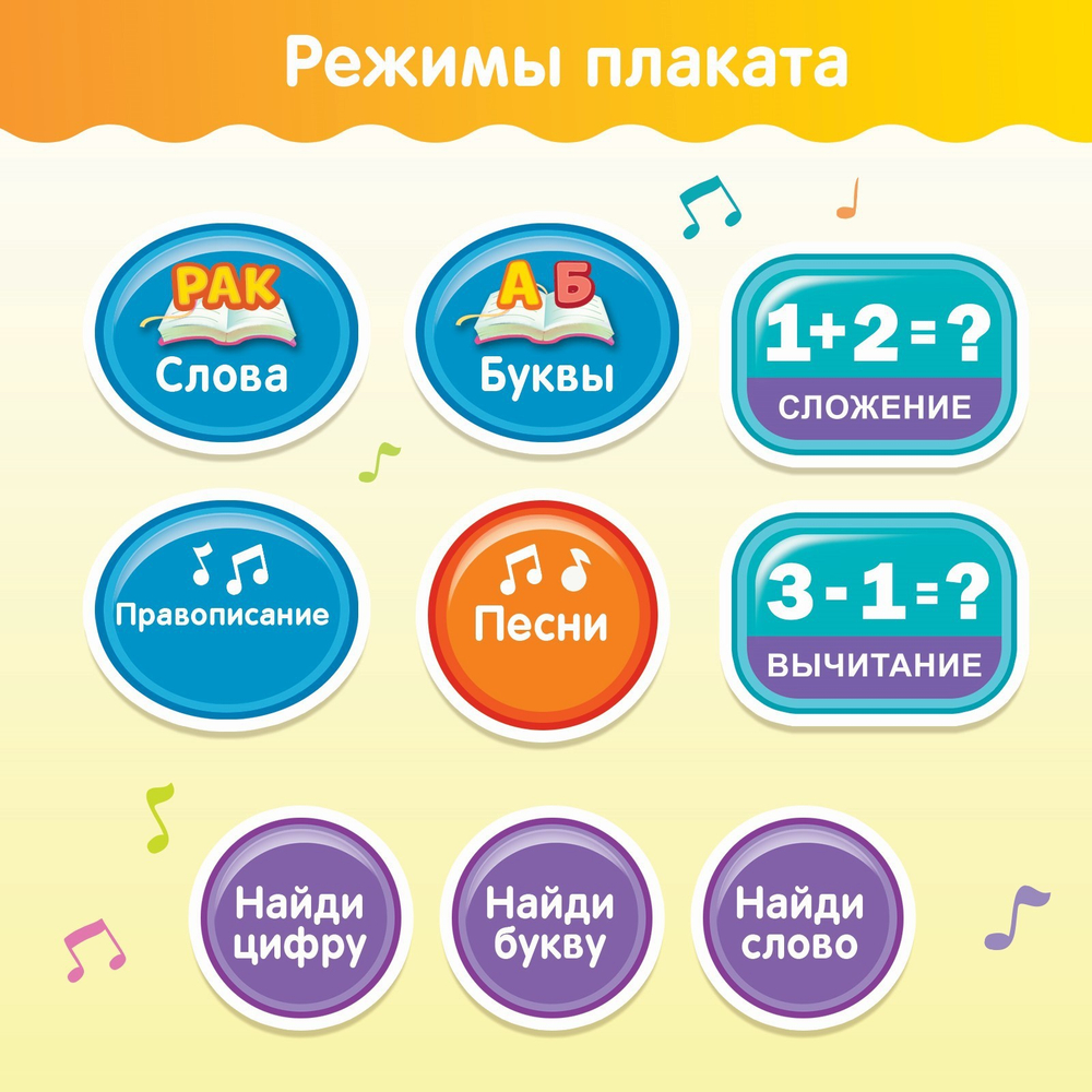 Электронный обучающий плакат «Умная азбука», работает от батареек