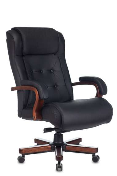 Кресло руководителя Бюрократ T-9926WALNUT черный кожа крестов. металл/дерево