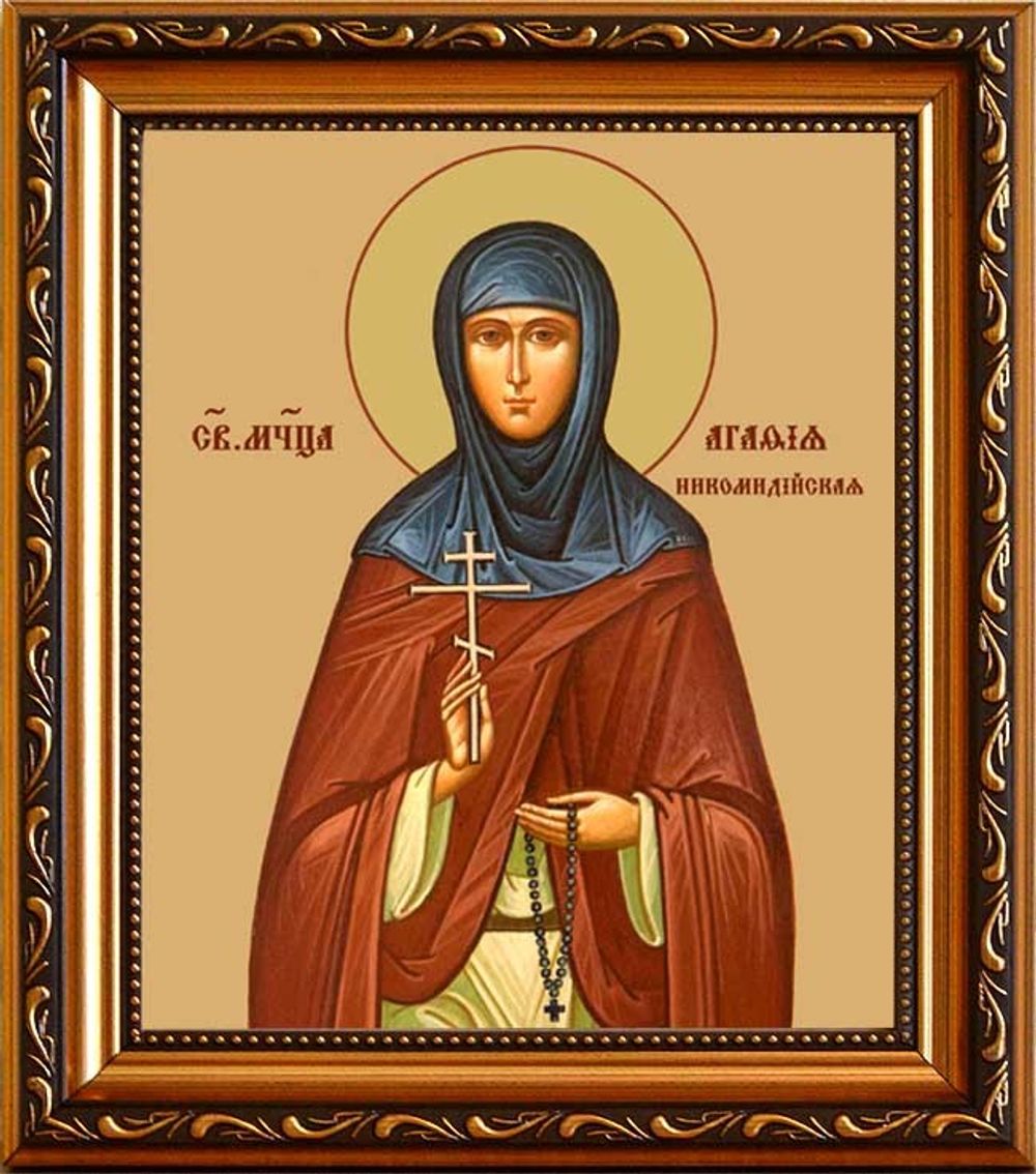 Агафия Никомидийская Преподобномученица, игумения. Икона на холсте.