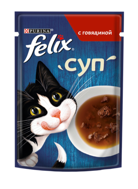 Влажный корм для кошек Felix Суп с говядиной 48 г