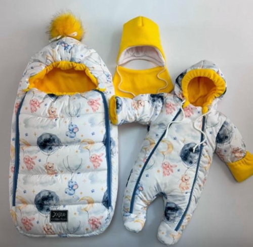 Зимний комплект на выписку "Пушинка принт" (model.36)