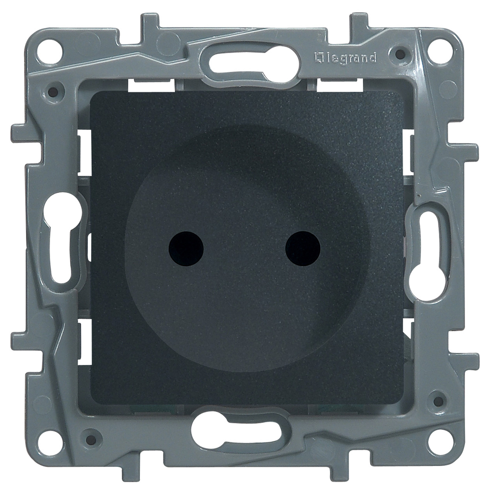 Розетка без заземления со шторками 16А 250В антрацит ETIKA Legrand