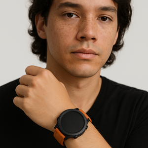 Ремешок для часов Garmin 47 mm классический из кожи теленка, оранжевого цвета