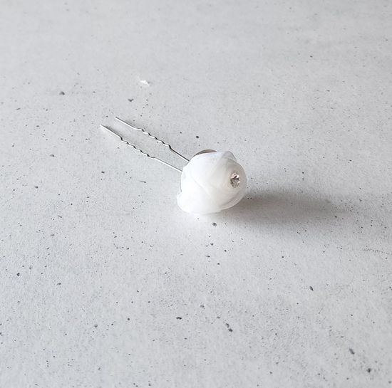 Набор шпилек "Розы" органза, 10 шт, белый