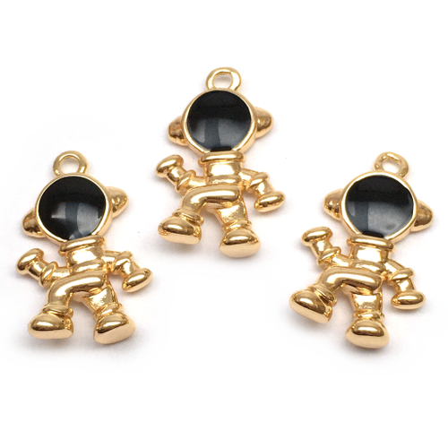 Подвеска с эмалью "Идущий космонавт" 20х12 мм, позолота