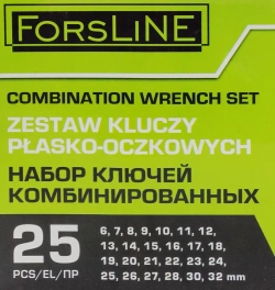 Набор ключей комбинированных 25пр. (6-28, 30, 32мм),на полотне ForsLine FL-5261P BLACK
